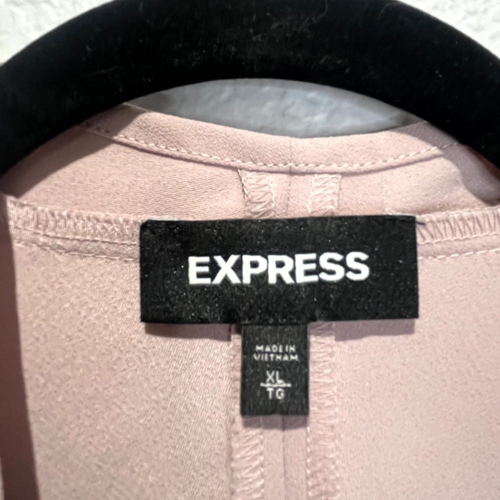 Express‎ Blazer Jacket Womens XL Pink Drape Open Front Formal Oxford Business - Picture 2 of 12